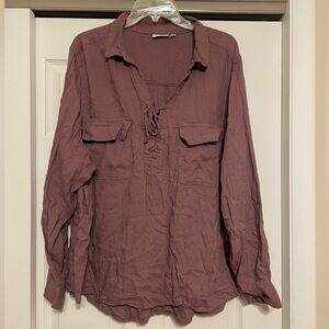 Sonoma Women’s Purple Lace-up Shirt - Size 3X
